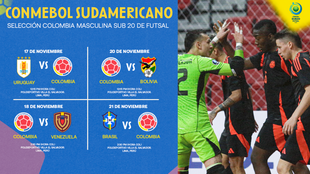 Conozca el fixture de la Selección Colombia Masculina Sub-20 de Futsal en el CONMEBOL Sudamericano 2024