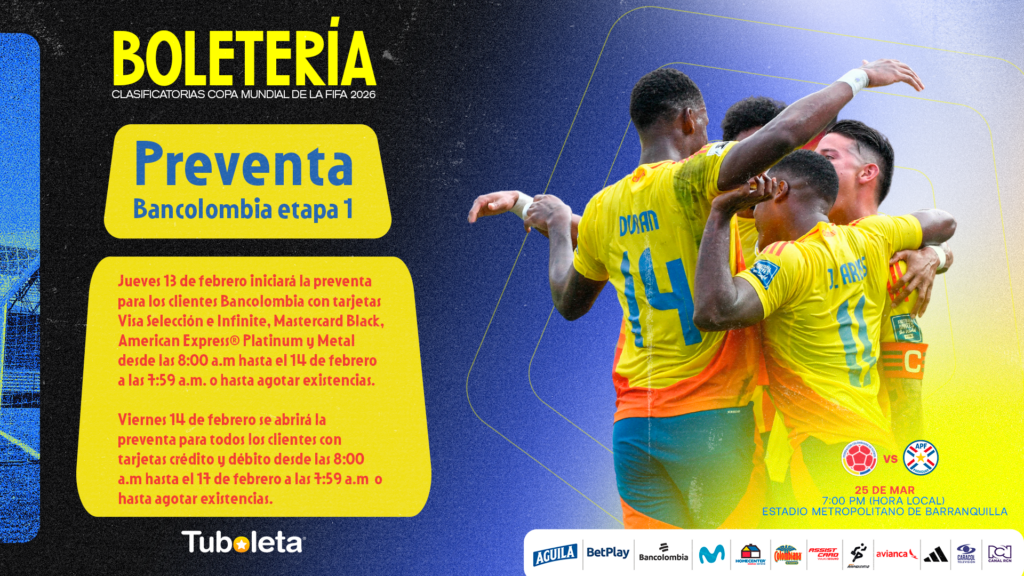 ¡Hoy inicia la preventa de boletería para clientes Bancolombia!